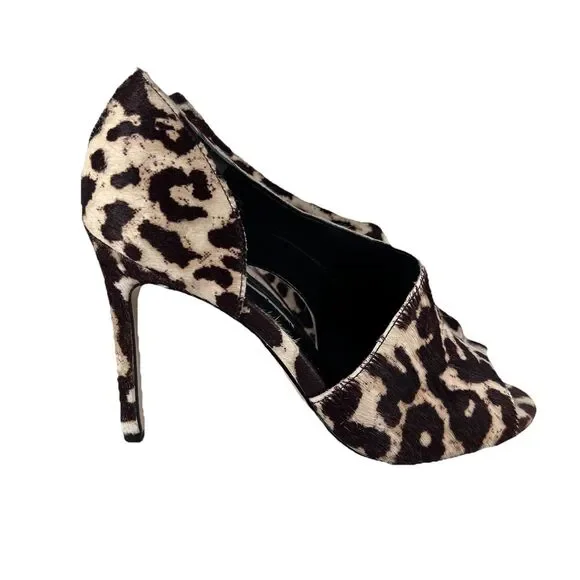 Charles David Leopard Calf Hair D'Orsay Peep Toe Stiletto Pumps Women's Size 7 - Picture 1 of 9
